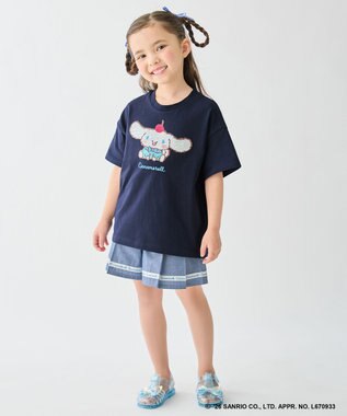 ANY KIDS 【サンリオキャラクターズ×ANY KIDS】ひんやり ミラクルスパンコール Tシャツ シナモロール×ネイビー