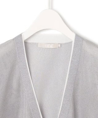 ICB 【洗える】 シアーレイヤードカーディガン ライトグレー×オフホワイト系