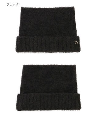 MOONBAT PAUL&JOE ACCESSOIRES(ポール&ジョー)ネコミミ シャギー ニット帽 ブラック