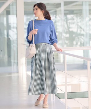 ANY 【ウエストゴム】ギンガムフレアスカート グリーンギンガム