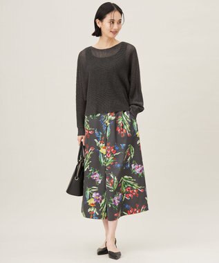 自由区 S 【洗える】リネンミドルゲージドルマンスリーブ ニット スレート