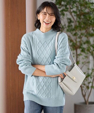 ANY L ソフトタッチケーブルニットチュニック ミント