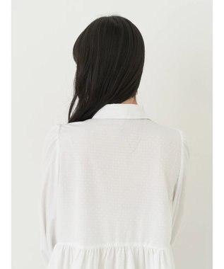 earth music&ecology リボン付き切り替えギャザーシャツチュニック Off White