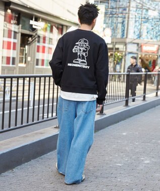 WEGO 【ユニセックス着用ITEM】THEBOYエルボーパッチクルーネックPO ブラック