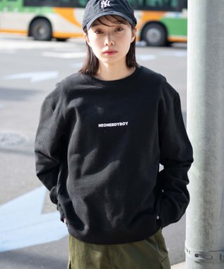 WEGO 【ユニセックス着用ITEM】THEBOYエルボーパッチクルーネックPO ブラック