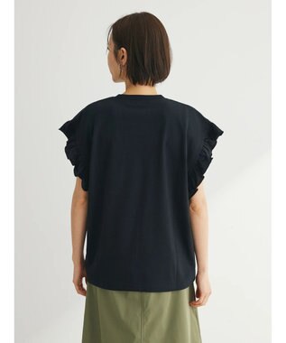 Green Parks ・ＤｏｕｂｌｅＦｌａｇｓ　フリルショルダープリントＴＥＥ Black