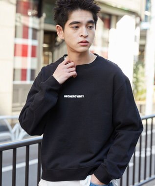WEGO 【ユニセックス着用ITEM】THEBOYエルボーパッチクルーネックPO ブラック