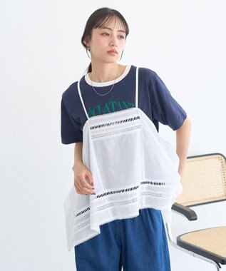 earth music&ecology 【綿100％】アソートリンガーＴシャツ Navy