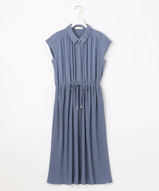 ANY SIS 【接触冷感・吸水速乾・UVケア】エアリードレープスムースプリーツ ワンピース スモーキーブルー