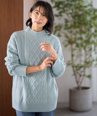 ANY L ソフトタッチケーブルニットチュニック ミント