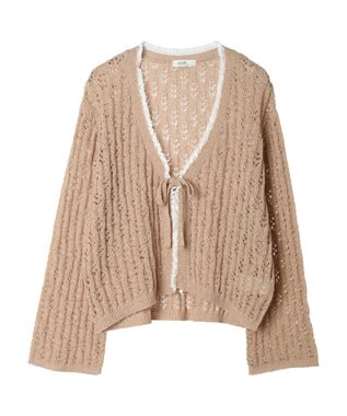 earth music&ecology テープヤーンリボンカーディガン Mocha