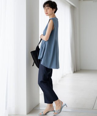 23区 【一部店舗限定/洗える】リネンライクジャカード セットアップ ネイビー系