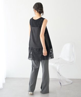 earth music&ecology ピグメントリブフレアパンツ Charcoal Gray