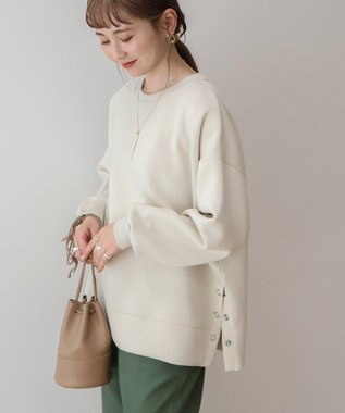 AMERICAN HOLIC クルーネックサイドドットポンチプルオーバー Gray Beige