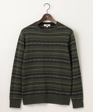 JOSEPH ABBOUD 【キングサイズ・イタリア糸使用/洗える】フェアアエルクルーネック ニット カーキ系7