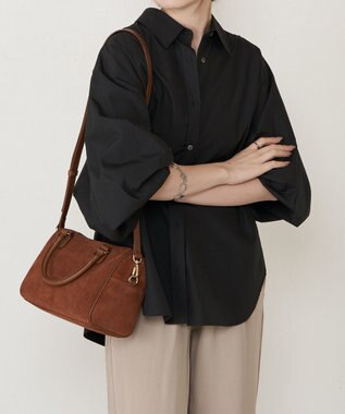 russet  スエード2WAYミニボストンバッグ(CE-1570-WEB) Brown