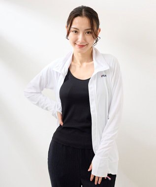 OP／FILA 【FILA】ラッシュガードブロックメッシュ スタンドカラージャケット ホワイト