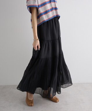 Green Parks エアリーティアードスカート Black