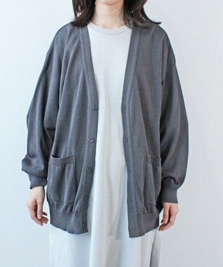 WHITE MAILS PAPER KNIT V-NECK CARDIGAN チャコールグレー
