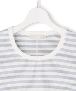 ICB 4×2リブ プルオーバーカットソー ライトデニムボーダー