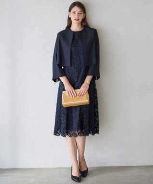 23区 【APPLAUDIR】モールラインフラワーレース ドレス フォレストグリーン系