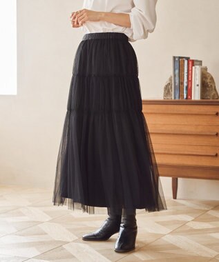 AMERICAN HOLIC ティアードチュールスカート Black