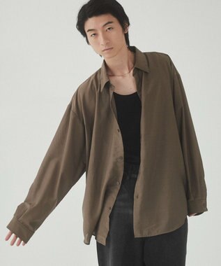 WEGO 【ユニセックス着用ITEM/SMLサイズ展開/冷房対策/紫外線対策】シアーBIGシャツ ブラウン