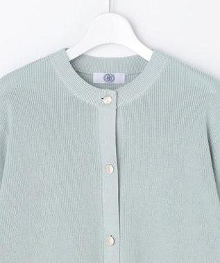 J.PRESS LADIES ORGANIC GASS COTTON クルーネック カーディガン スモーキーミント系