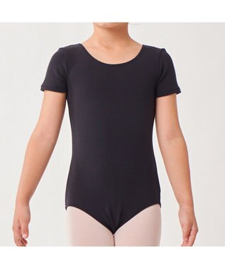 Chacott 丸首半袖レオタード（スムース） ブラック