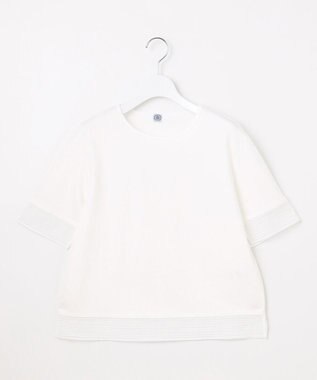 J.PRESS LADIES 【洗える】スムースジャージー レース カットソー オフ系