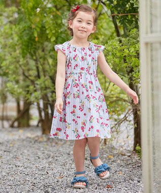 ANY KIDS プリント サマー ワンピース ストライプ×イチゴ