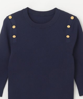 GRACE CONTINENTAL メタル釦リブニットトップ ネイビー