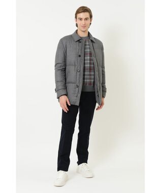 DAKS ウールフラノミドル丈ジャケット グレー