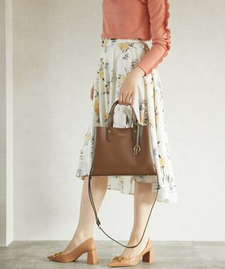 style code 【MERCURYDUO/マーキュリーデュオ】両アオリポケットサイド配色大開き開口 超軽量ハンドバッグ キーチャーム付 ダークブラウン