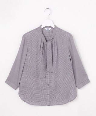 J.PRESS LADIES L 【シーンレスに活躍】ウォッシャブルキュプラツイル ボウタイ ブラウス パープル系