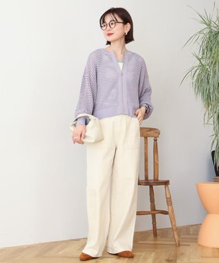 AMERICAN HOLIC 【先行予約】ジップアップメッシュニットカーディガン【WEB限定カラー有り】 Light Purple