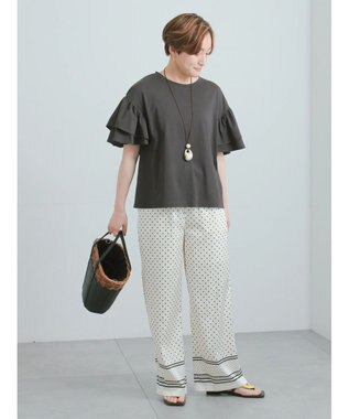 Te chichi 【接触冷感/遮熱/吸水速乾】フリルスリーブビッグTシャツ チャコールグレー