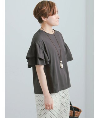 Te chichi 【接触冷感/遮熱/吸水速乾】フリルスリーブビッグTシャツ チャコールグレー