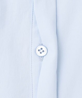 ICB 【接触冷感・UVカット・洗える】ヴィンテージスパンブロード バンドカラーシャツ スカイブルー系