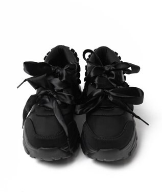 WEGO ダブルリボン厚底ダッドスニーカー ブラック