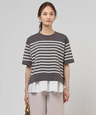 J.PRESS LADIES COTTON ACETATE DRY ニット Tシャツ