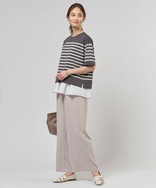 J.PRESS LADIES 【一枚で着映え】COTTON ACETATE DRY ニット Tシャツ ダークブラウン系