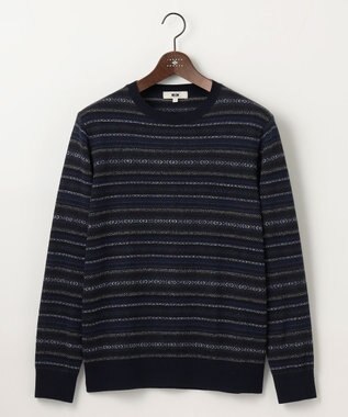 JOSEPH ABBOUD 【キングサイズ・イタリア糸使用/洗える】フェアアエルクルーネック ニット ネイビー系7