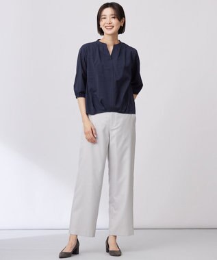 J.PRESS LADIES L 【セットアップ対応・洗える・UV加工・吸水速乾】OXIJEWELストレッチ ストレート パンツ ライトグレー系