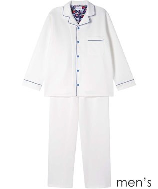 une nana cool 【綿混】ハイゲージダブルエアー メンズ長袖開襟 MADE WITH LIBERTY FABRIC ホワイト