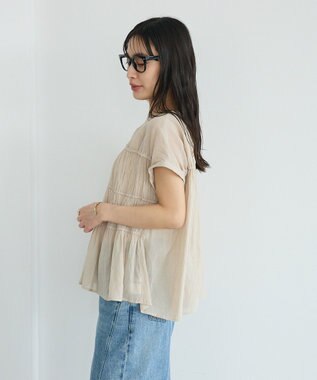 CRAFT STANDARD BOUTIQUE ヴィンテージボイルギャザーブラウス Light Beige