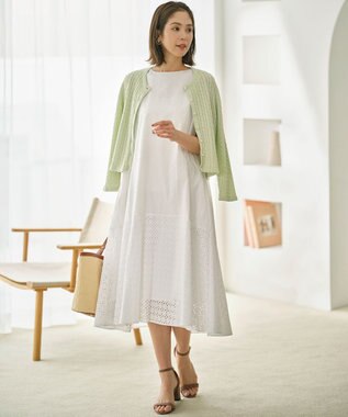 組曲 S 【WEB限定】エンブロイダリーレース ノースリーブワンピース アイボリー系