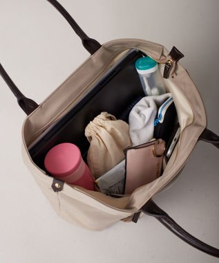 J.PRESS LADIES 【WEB限定カラーあり・A4サイズ収納可・撥水】 ナイロン トート バッグ ベージュ系