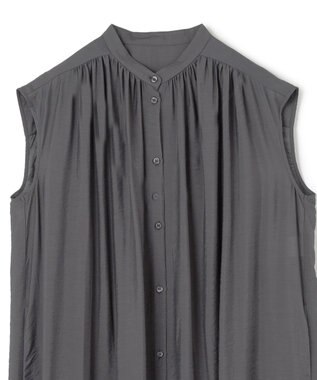 UNFILO ヴィンテージシアー ギャザーワンピース チャコール