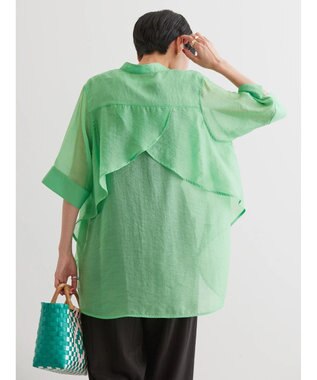 AMERICAN HOLIC シアーバックフレアＷポケットシャツチュニック Green